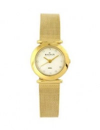 Skagen Women's 107SGGD Classic Swarovski Crystal Gold Tone Mesh White Dial Watch