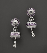 Inspired by Zen philosophy, these earrings from Paul Morelli gleam with intricately detailed sterling silver meditation bells, set with amethyst and black spinel.