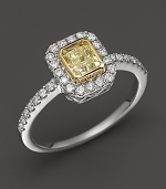 White and Natural Yellow Diamond Ring in 14K White Gold. 0.80 ct. t.w.