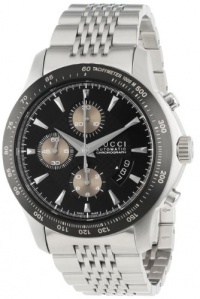 Gucci Men's YA126214 G-Timeless Chronograph Black Dial Steel Bracelet Watch