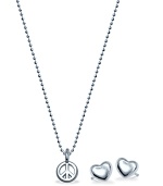 Peace and love are a perfect pairing on this pendant and earring set from Alex Woo -- lovely in striking sterling silver.