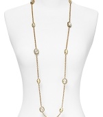 Elizabeth Cole combines easy elegance with a touch on ladylike luxe on this chain link station necklace. Look no further than the bold Swarovski crystal stones - the perfect touch of sparkle.