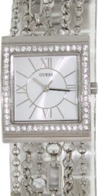 GUESS U0140L1 Silver-Tone Embellished Bracelet Watch