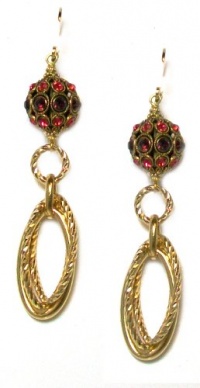 Second Glance Designs Antique Gold Swarovski Rhinestone Ball Dangle Earrings With 22K Gold Plated Loops