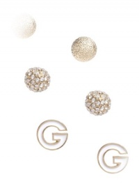 G by GUESS Women's Gold-Tone Logo Earring Set, GOLD