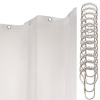 InterDesign 13-Piece Shower Curtain/Liner and Rings Set, 72 by 84-Inch, Frosted White