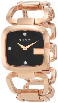 Gucci Women's YA125409 G-Gucci Black Sun Brushed Dial with Diamonds Watch