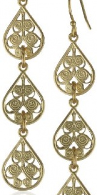 Privileged NYC Gold plated Filigree Triple Fan Dangle Earrings 2