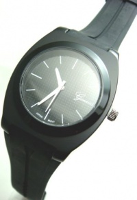 Geneva All Black Matte Circle Dial Silicone Band Large Face Watch