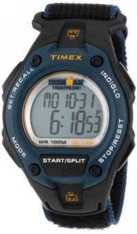 Timex Men's T5K413 Ironman Traditional 30-Lap Oversize Black/Blue Fast Wrap Velcro Strap Watch