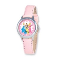 Disney Princess Kids Pink Leather Band Time Teacher Watch