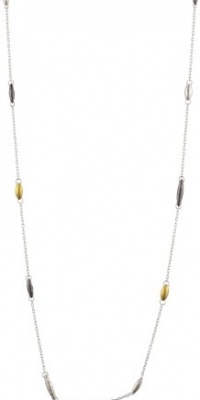 GURHAN Wheat Long Dark and White Silver with Accents of Gold Wheat Necklace