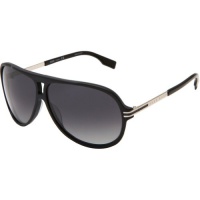 Hugo Boss 0398/P/S Men's Polarized Aviator Full Rim Sports Sunglasses - Matte Black Palladium/Gray Shaded / Size 63/10-140