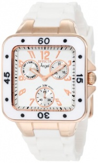 Invicta Women's 1304 Angel Collection Multi-Function Rose Gold Plated White Rubber Watch