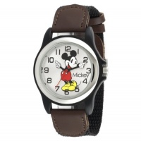 Disney Men's MCK617 Mickey Mouse Black and Brown Strap Moving Hands Watch