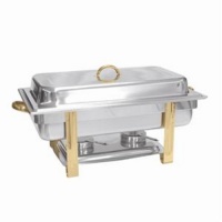 Winware 8 Quart Stainless Steel Gold Accented Chafer