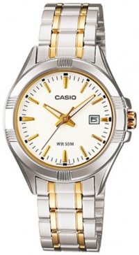 Casio Women's LTP1308SG-7AV Silver Stainless-Steel Quartz Watch with White Dial