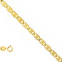 10k Solid Yellow Gold 1.2 mm (3/64 Inch) Mariner Chain Bracelet 7 w/ Spring Ring Clasp