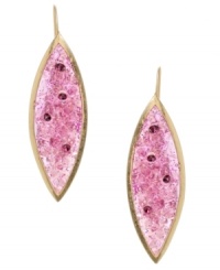 Conquer your style fixation. Kenneth Cole's Crush earrings feature purple-hued glass accents set in gold tone mixed metal. Approximate drop: 2-1/4 inches.