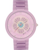 Lovely in lilac, this Betsey Johnson watch showcases aluminum in a bright new design.