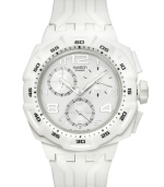 Set the tone for your day with this whiteout chronograph Mister Pure collection Swatch watch.