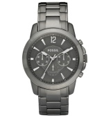 Monochromatic gray makes this sleek Fossil Grant collection chronograph watch fitting for the conference room or the coffee shop.