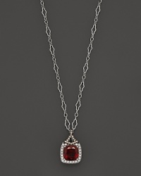 Badgley Mischka Garnet Pendant Necklace With White And Brown Diamonds, 18