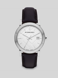 Burberry The City Silver Dial Black Leather Mens Watch BU9008