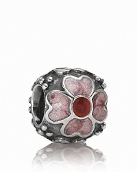 Shiny colored enamel and oxidized sterling silver come together in a beautiful daisy charm from PANDORA.