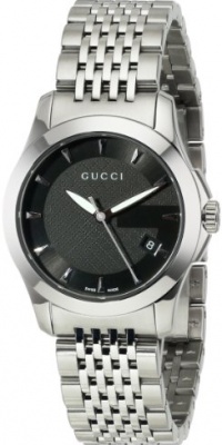 Gucci Women's YA126502 G-Timeless Black Dial Stainless-Steel Bracelet Watch