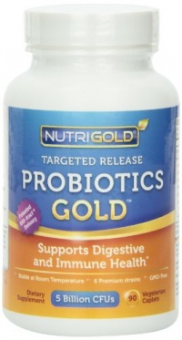 Nutrigold Probiotics Gold (Targeted Release) (Shelf-stable), 5 Billion CFUs, 90 veg. caplets