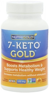 Nutrigold 7-Keto 100mg, 120 Vegetarian Capsules (Recommended as #1 in Belly-Blasting Weight-Loss Supplements)