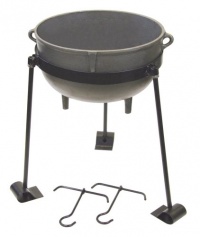 Bayou Classic CI-7410, 10-Gal. Cast Iron Jambalaya Pot, Tripod Stand, and 2 Lift Hooks