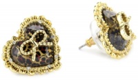 Betsey Johnson Lovely Leopard Heart Stud Earrings