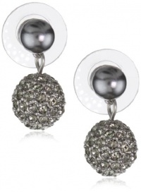 Carolee Charcoal Pearl Basics Simulated Pearl Double Drop Charcoal Earrings