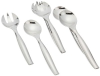 Mozaik Serving Utensil Set, 3 Silver Forks, 3 Silver Spoons (Pack of 6)