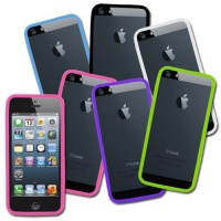 Empire Black, Neon Green, Hot Pink, Light Blue, Purple, White, Pack of 6 Border Bumper Cases for Apple iPhone 5