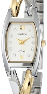 Armitron Women's 753865SVTT Swarovski Crystal NOW Two-Tone Crossover Bangle Bracelet Watch