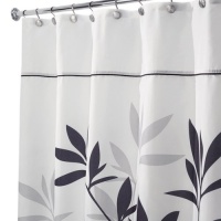 InterDesign Leaves Long Shower Curtain, Black and Gray, 72-Inch by 84-Inch