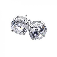 Bling Jewelry Basket Set Mens Round CZ Stud Earrings 925 Sterling Silver 7mm