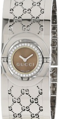 Gucci Women's YA112503 Twirl Small Steel Bangle Diamond Case Watch