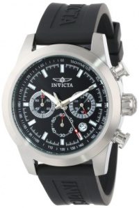 Invicta Men's 15199 Specialty Chronograph Stainless Steel and Logo-Embossed Black Polyurethane Strap Watch