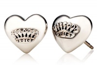 Juicy Couture Puffed Heart Stud Earrings Silver-Tone