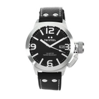 TW Steel Men's TW2 Canteen Black Leather Black Dial Watch