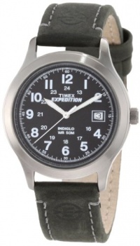 Timex Men's T498699J Expedition Full Size Grey Leather Field Watch