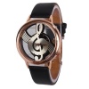 Geekbuying Stylish Musical Note Pattern Gold Round Dial Women's Wrist Watch (Black)