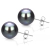 14KW stud earring 8-9mm black south sea tahitian pearl high luster AAA Quality.