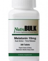 NutraBulk Melatonin 10mg TABLETS - 300 Count - Rapid Onset, Sustained Sleep