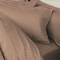 1200 Thread Count Olympic Queen 4pc Bed Sheet Set 100% Egyptian Cotton Deep Pocket 1200 TC Stripe Taupe