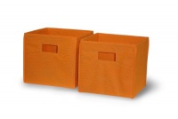 Sourcing Solutions 2-Piece Folding Storage Bins Set, Orange with Open Handles